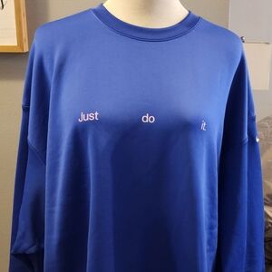 Nike Blue Sweatshirt with Pink Text